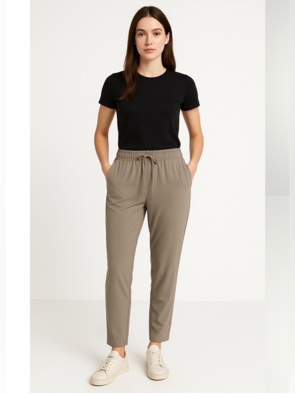 Joie High Waist Pull On Pants - Women’s Medium - Stretch Taper Tan Neutral Comfy